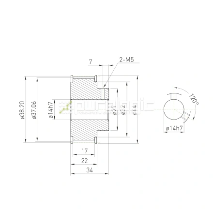 Шкив зубчатый BLA-24-5M-15-B-P14 фото