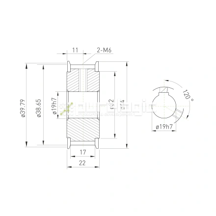 Шкив зубчатый BSY-25-5M-15-A-N19 фото