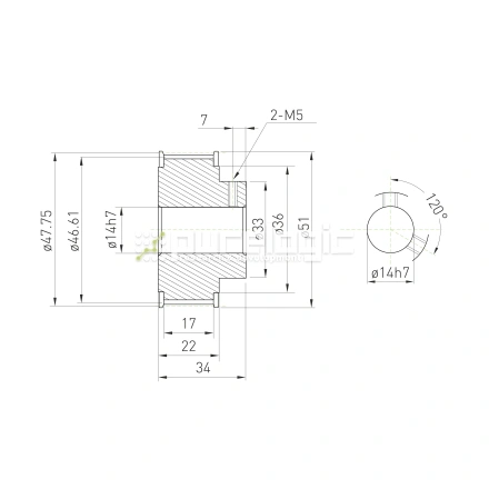 Шкив зубчатый BSY-30-5M-15-B-P14 фото