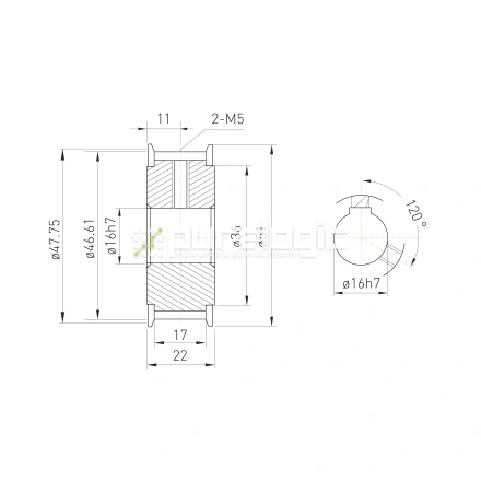Шкив зубчатый BLA-30-5M-15-A-N16 фото
