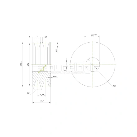 Шкив DP2A-24-80 фото