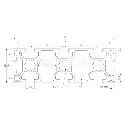 Профиль алюминиевый HXB40120BB-10 фото