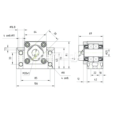 Опора ШВП подшипниковая BK25-C5 фото