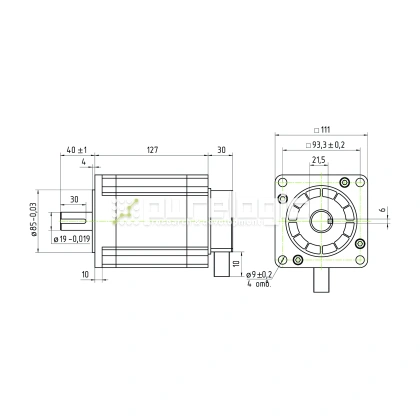 Двигатель шаговый трехфазный 3PL110H127-D19 10 908 Двигатель шаговый трехфазный 3PL110H127-D19 фото