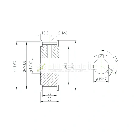 Шкив зубчатый BSY-16-T10-30-A-N19 фото