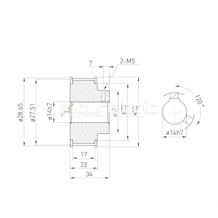 Шкив зубчатый BSY-18-5M-15-B-N14 фото