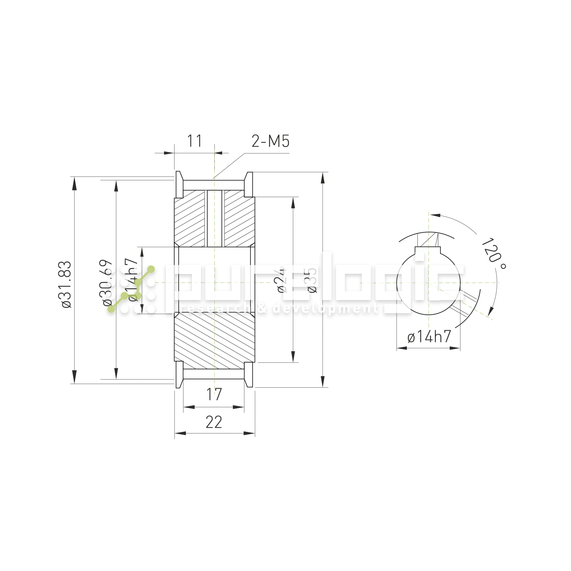 Шкив зубчатый BLA-20-5M-15-A-N14 774 Шкив зубчатый BLA-20-5M-15-A-N14 фото