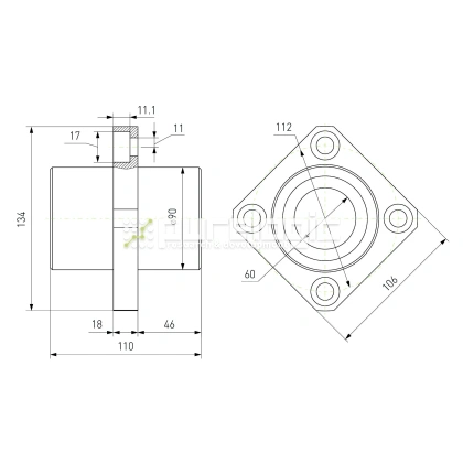 Втулка шариковая с фланцем LMKC60 фото