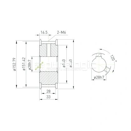 Шкив зубчатый BLA-60-8M-25-A-N28 фото