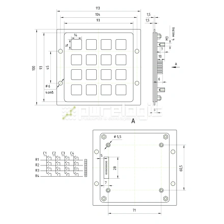 Промышленная клавиатура CT-KPS02-16RMM фото