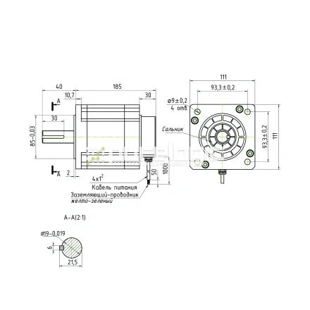 Двигатель шаговый 3PL110H185-D19K-IP65 фото