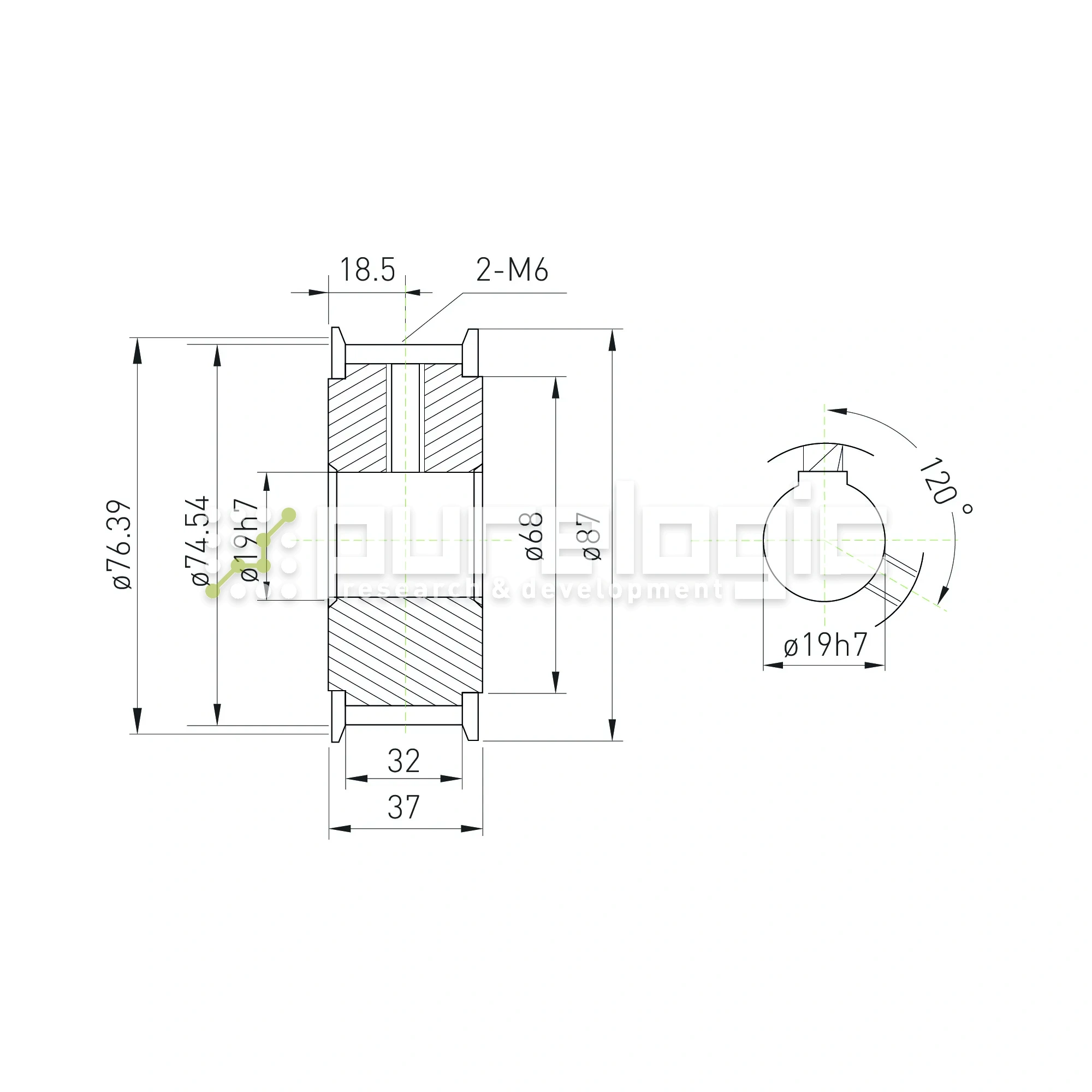 Шкив зубчатый BLA-24-T10-30-A-N19 3 233 Шкив зубчатый BLA-24-T10-30-A-N19 фото