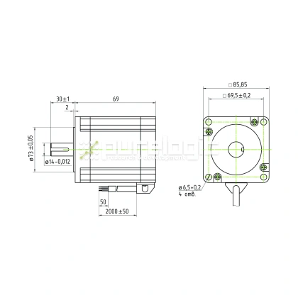 Двигатель шаговый трехфазный 3PL86H69-D14 фото