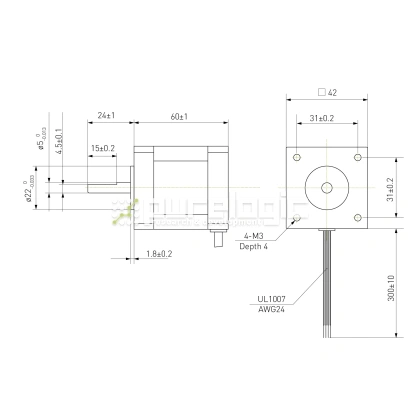 Двигатель шаговый биполярный 42CM08-1A фото