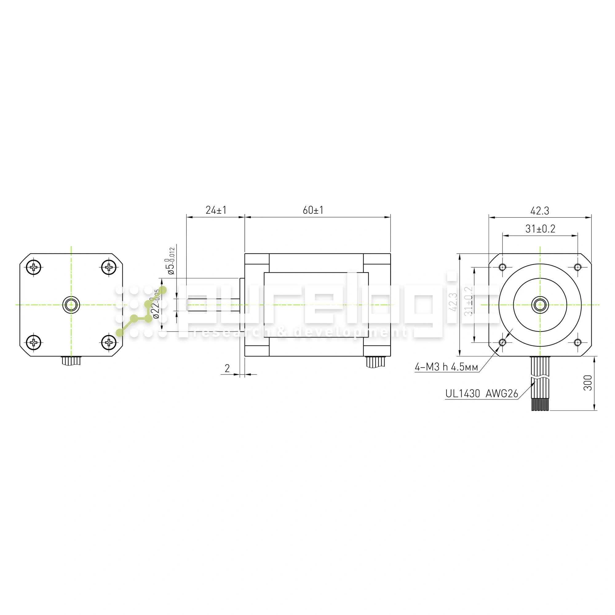 Двигатель шаговый FL42STH60-1206A 3 123 Двигатель шаговый FL42STH60-1206A фото