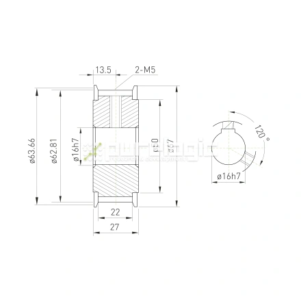 Шкив зубчатый BLA-40-T5-20-A-N16 фото