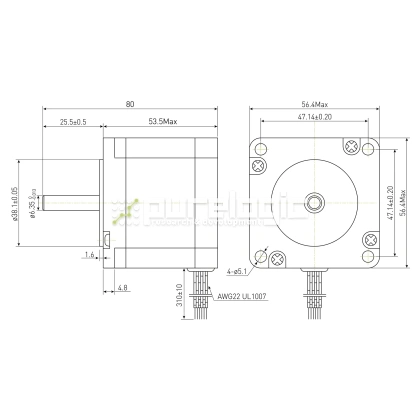 Двигатель шаговый PL57H56-D6 2 433 Двигатель шаговый PL57H56-D6 фото