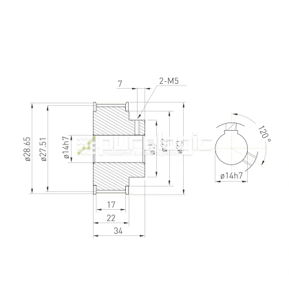 Шкив зубчатый BSY-18-5M-15-B-N14 фото