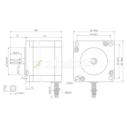 Двигатель шаговый PL86H151-D12.7 фото
