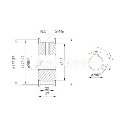 Шкив зубчатый BLA-40-T10-30-A-N28 фото
