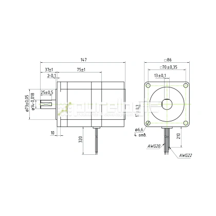 Двигатель шаговый с тормозом PL86H75-D14BC фото