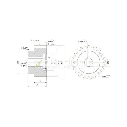 Шестерня прямозубая GS3-T25D19 1 784 Шестерня прямозубая GS3-T25D19 фото
