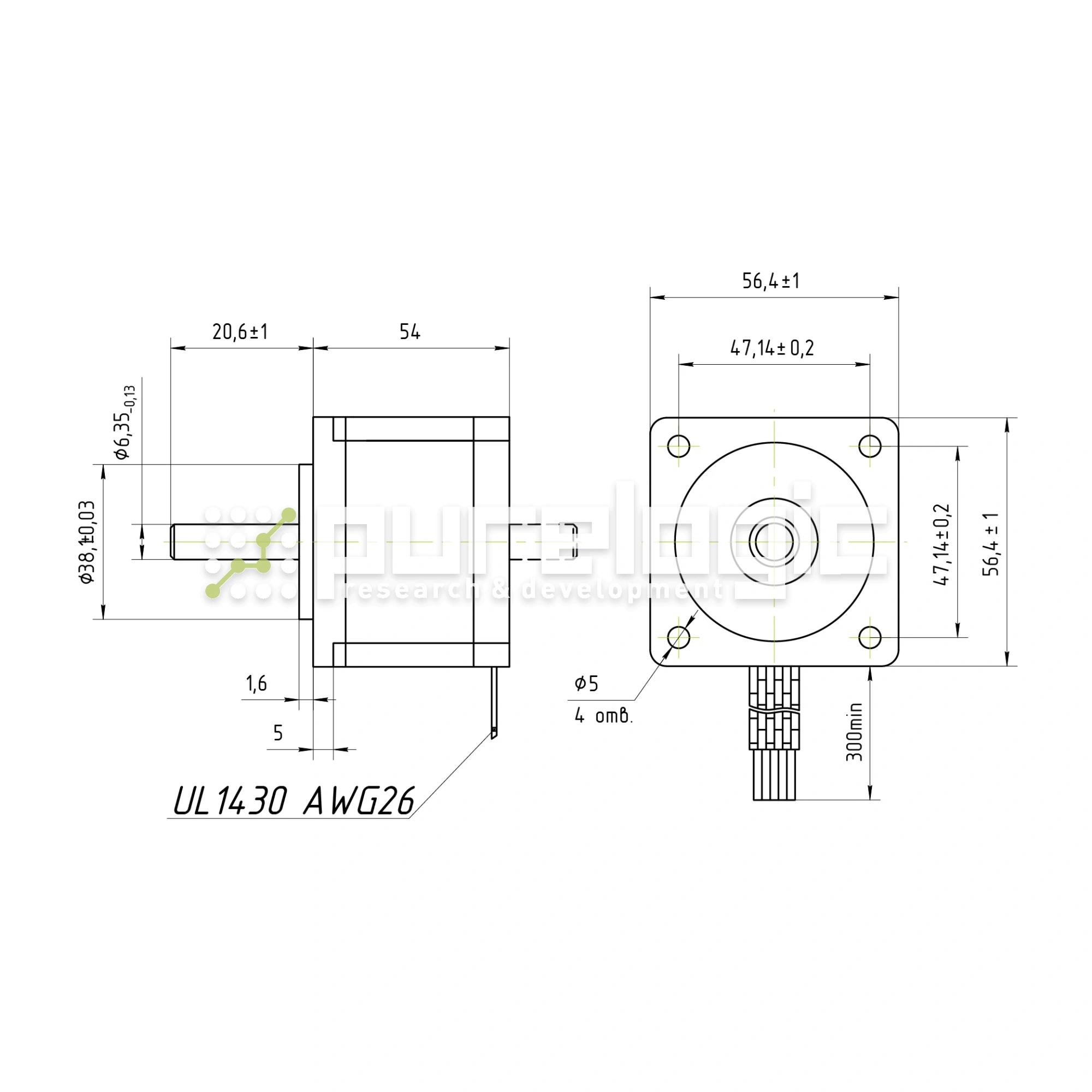 Двигатель шаговый FL57STH56-2804A 2 796 Двигатель шаговый FL57STH56-2804A фото