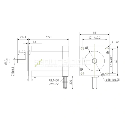 Двигатель шаговый биполярный D57CM21 фото
