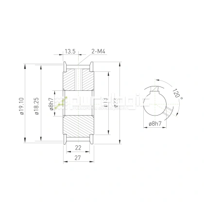 Шкив зубчатый BSY-12-T5-20-A-N8 фото