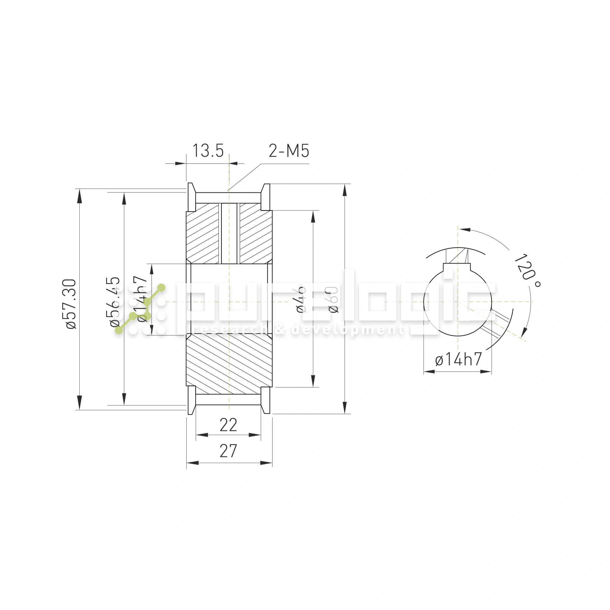 Шкив зубчатый BLA-36-T5-20-A-N14 2 107 Шкив зубчатый BLA-36-T5-20-A-N14 фото
