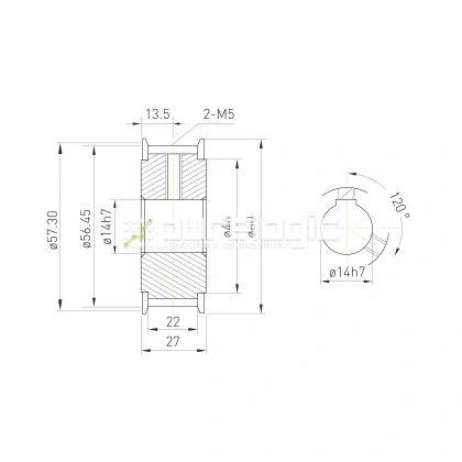 Шкив зубчатый BLA-36-T5-20-A-N14 2 107 Шкив зубчатый BLA-36-T5-20-A-N14 фото