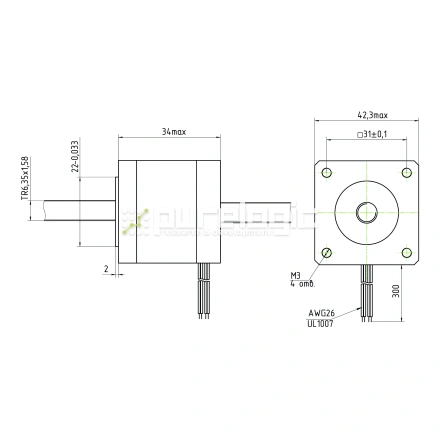 Двигатель шаговый с вал-гайкой 17HS3410-6.35x1.58 фото