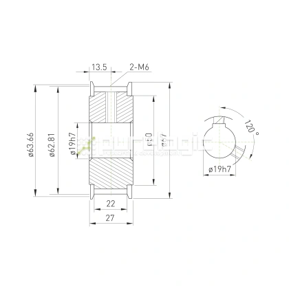 Шкив зубчатый BLA-40-T5-20-A-N19 фото