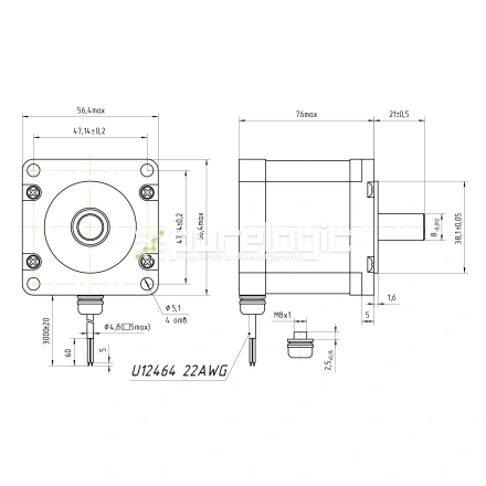Двигатель шаговый PL57H76-D8-IP64 фото