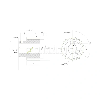 Шестерня косозубая GH2-T20D16 фото