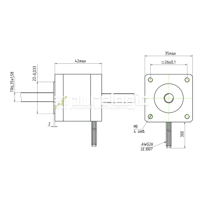 Двигатель шаговый с вал-гайкой 14HY4402-6.35x1.58 фото