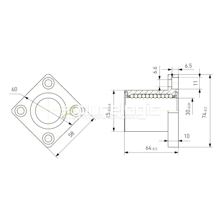 Втулка шариковая с фланцем LMK30 фото