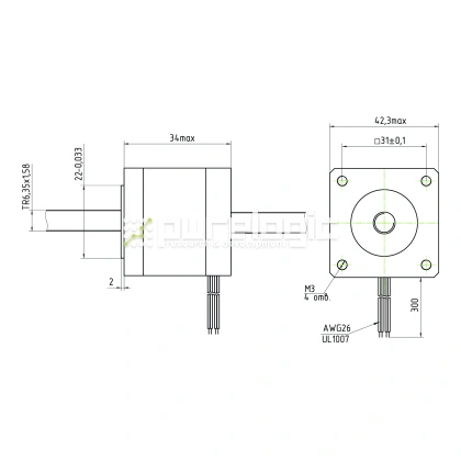 Двигатель шаговый с вал-гайкой 17HS3410-6.35x1.58 фото