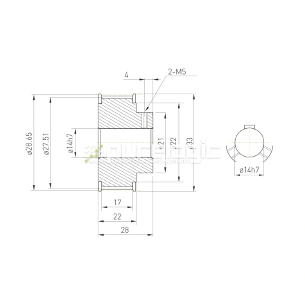 Шкив зубчатый BSY-18-5M-15-B-N14 фото
