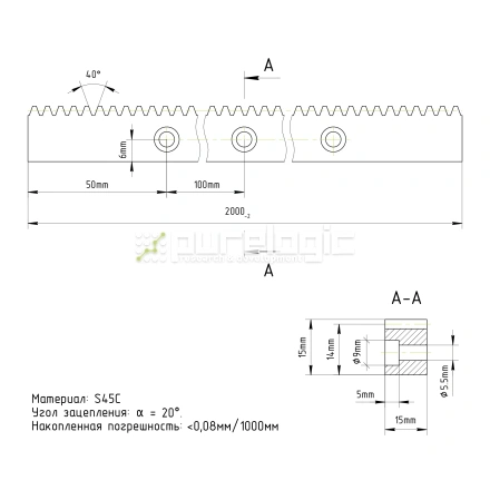 Рейка прямозубая MS1-1515-Q8 фото