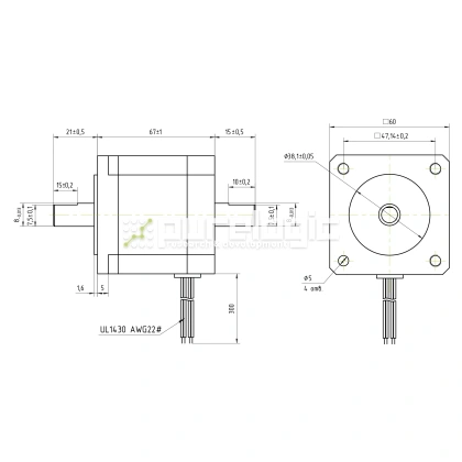 Двигатель шаговый биполярный D57CM21-SZ фото