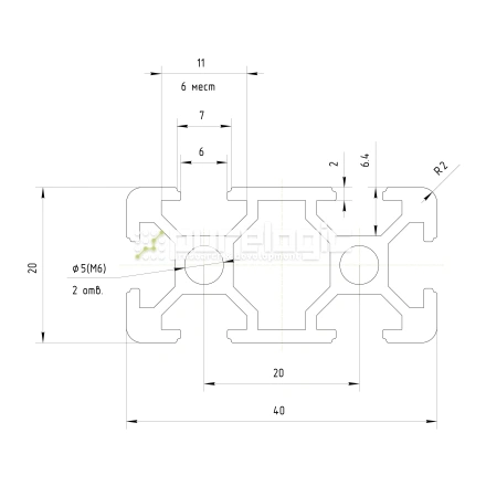 Профиль алюминиевый HXB2040E-6 фото