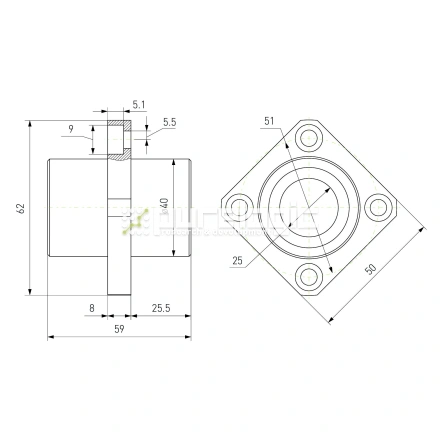 Втулка шариковая с фланцем LMKC25 фото
