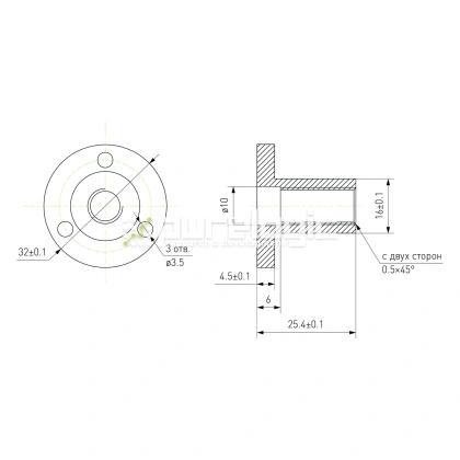 Гайка TRF-9.53x2.54 фото