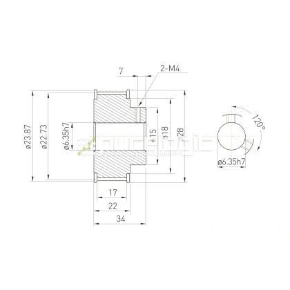 Шкив зубчатый BSY-15-5M-15-B-P6.35 фото