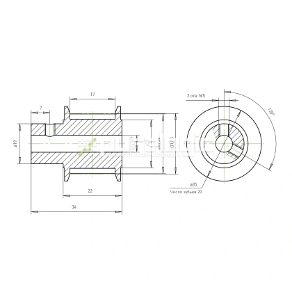 Шкив зубчатый BSY-20-5M-15-B-P14 фото