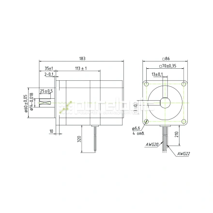 Двигатель шаговый с тормозом PL86H113-D14BC фото