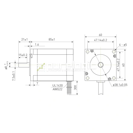 Двигатель шаговый биполярный D57CM31-4A фото