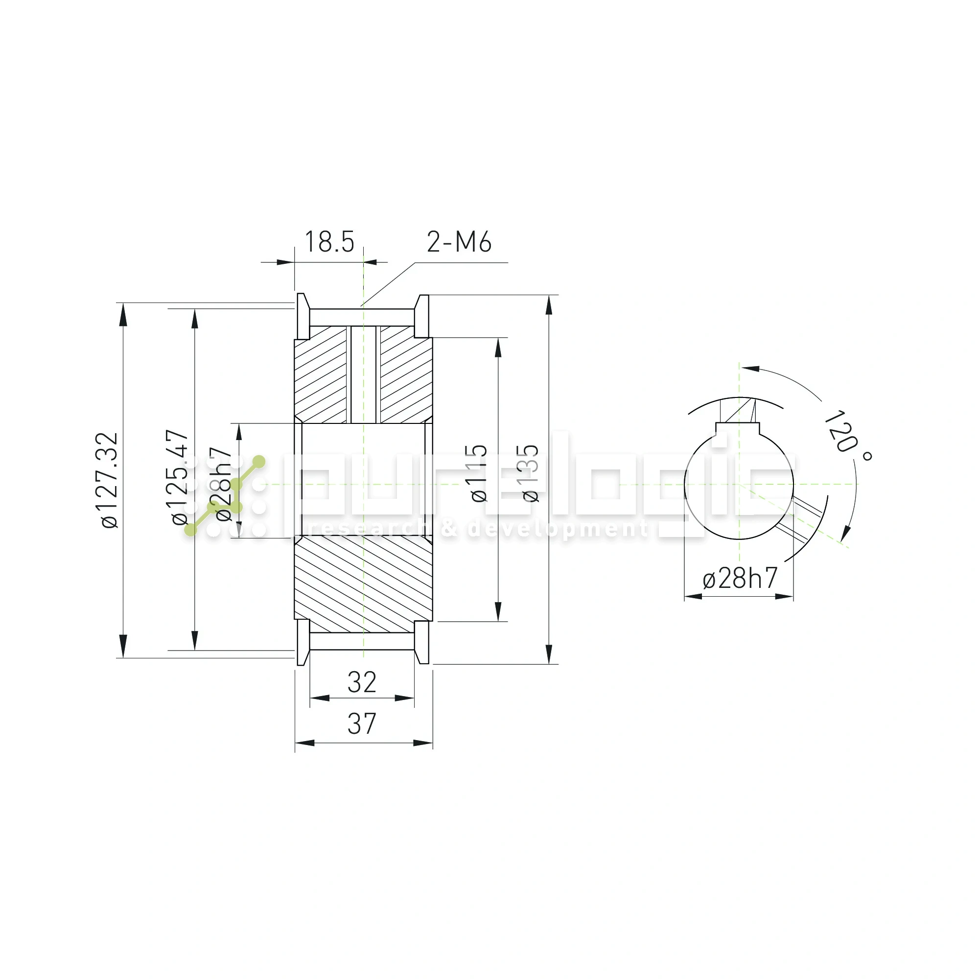 Шкив зубчатый BLA-40-T10-30-A-N28 5 592 Шкив зубчатый BLA-40-T10-30-A-N28 фото