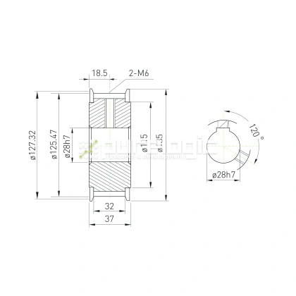 Шкив зубчатый BLA-40-T10-30-A-N28 5 592 Шкив зубчатый BLA-40-T10-30-A-N28 фото